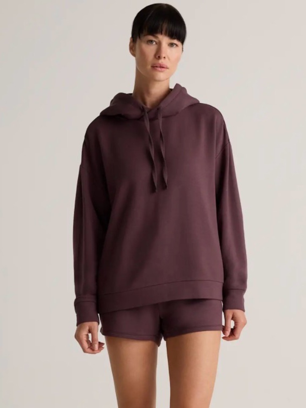 NWT QUINCE M SuperSoft Fleece Pullover Hoodie in Dried Fig